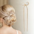 thumbnail image 2 of Ofertas Únicas 1 Pc Pin Chignon Perla Falsa Lazo Horquilla para Mujeres Tono Dorado, 2 of 5