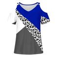 thumbnail image 3 of Fiudx Ofertas de La Semana Blusas de Cuello Redondo de Manga Corta con Estampado Informal a La Moda para Mujer, 3 of 4