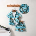 thumbnail image 3 of Boys 2 Piece Hawaiian Outfit Summer Button Down Shirt and Pocket Shorts Sets Beach Vacation Clothes for Kid, 3 of 7