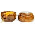 thumbnail image 4 of Solid Teak Wood Crafted Wooden Yarn Ball Storage Bowl with Spiral Yarn Dispenser & Decorative Rings | Knitting Crochet Accessories | Nagina International (Rosewood, Small), 4 of 6