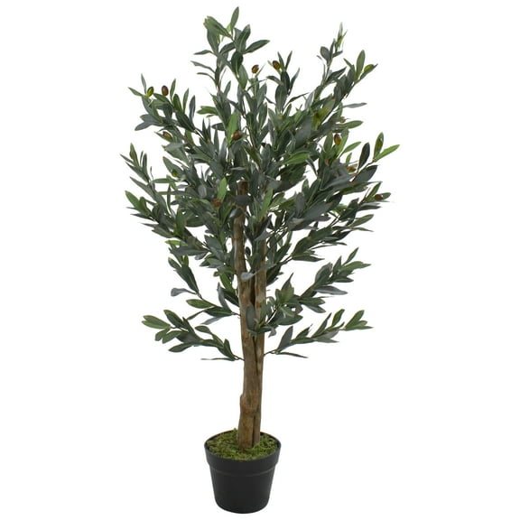 40" Potted Brown and Green Artificial Olive Tree with Foliage