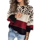thumbnail image 3 of Suéter de cuello redondo suelto de estilo europeo y americano para mujer con contraste de colores para invierno, otoño e invierno, 3 of 5