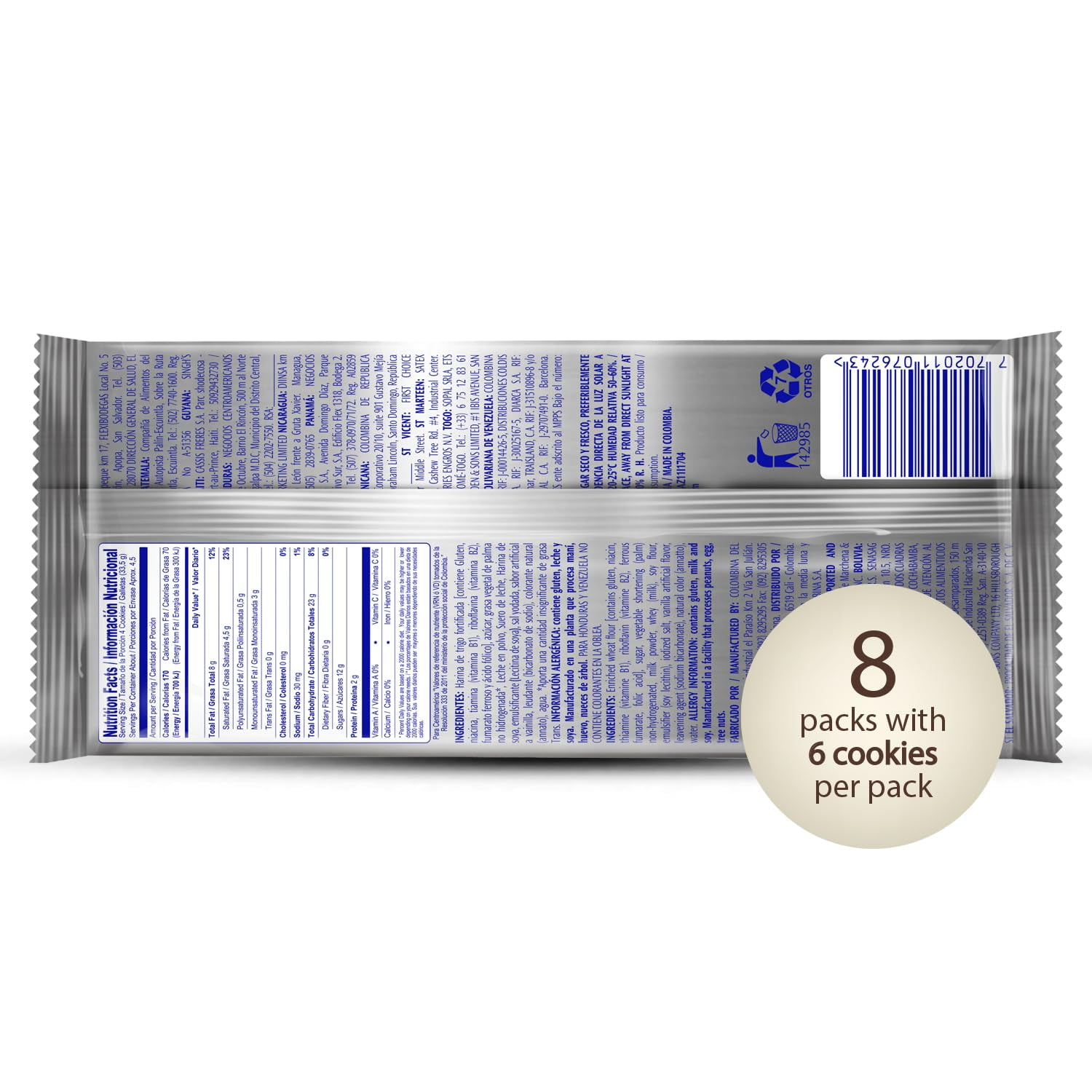 Colombina Vanilla Wafer Bridge Delight with Creamy Center, 16 Pack