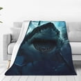 thumbnail image 1 of Fotbe Undersea Shark Manta de Franela Acolchonada con Estampado, Súper Suave y Esponjosa, Extra Grande para Sofá, Cama, Uso Todo el Año-80"x60", 1 of 7