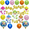 Baby Shark 2nd Birthday Decorations for Boy Girl, Baby Shark Party Supplies Two Two Balloons, Cake Topper