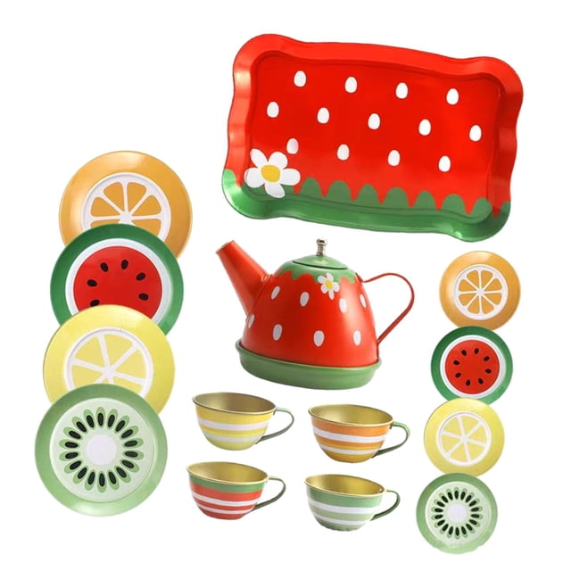 Juego de fiesta de té para niña, juguetes de princesa, juguetes educativos para preescolar, juguetes de rol Fruta