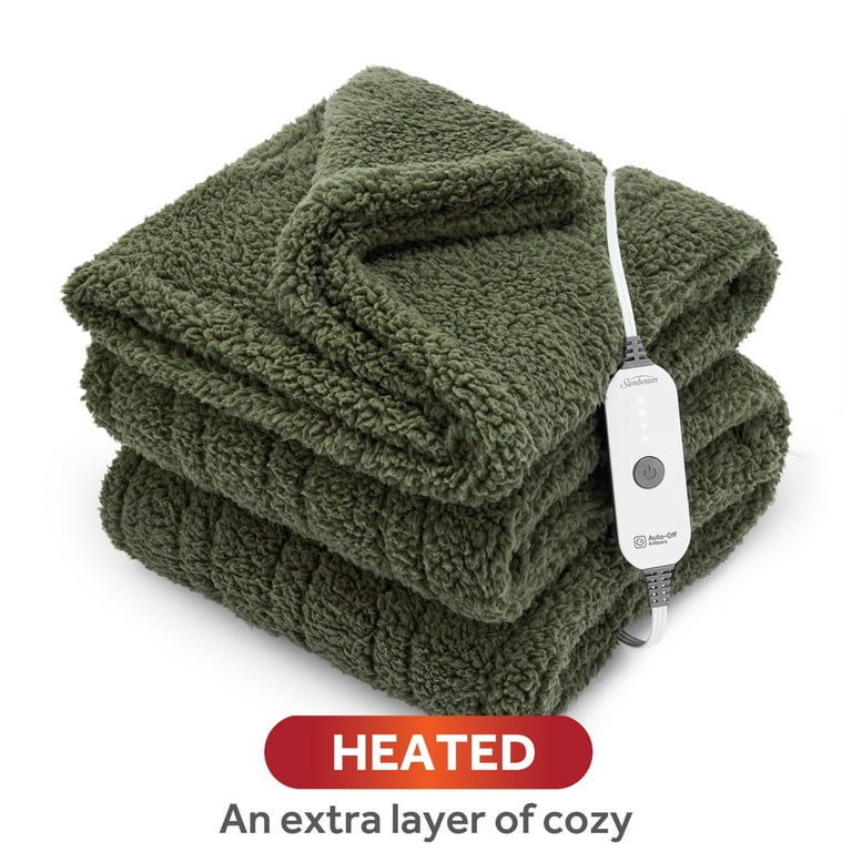 Sunbeam Extra-Long Throw Nordic Sherpa, Mossy Trellis Heat