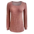 thumbnail image 4 of Tiqkatyck Plus Size Tops Womens Tunic Tops for Leggings Square Neck Puff Sleeve Shirts Casual Fall Sweatshirts Womens Tops Pink, 4 of 4