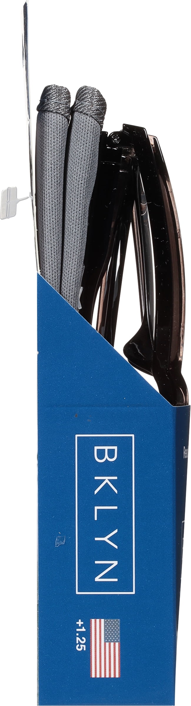 (2 pack) Bklyn, Montrose +1.25, Adult, Mens, Plastic Reading Glasses & Pouches Value Pack , 2 Ea