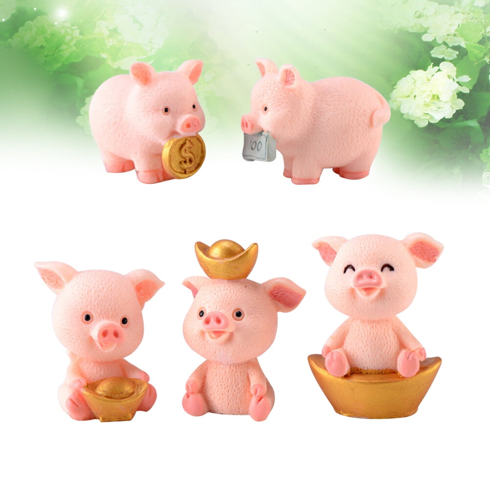 6Pcs/pack Mini Piggy Resin Pig Fairy Garden Ornament Luminous Pigs Figures Miniature  Pig Figurines Miniature Garden Pigs 87HA - AliExpress