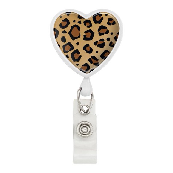 Leopard Print Animal Spots Heart Lanyard Retractable Reel Badge ID Card Holder
