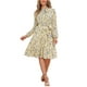 thumbnail image 1 of Vestido midi vintage de flores con cinturón y mangas largas de gasa con cuello atado de Allegra K para mujer XL blanco y amarillo, 1 of 6