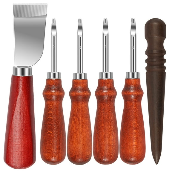 6 Pcs Leather Cutter Set Practical Leather Cutting Tool Set Including 4 Edge Bevelers Leather Cutting Tool Burnishing Tool Multipurpose Leather Working Tools for DIY Leather Craft