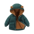 thumbnail image 2 of GYRATEDREAM Toddler Baby Boy Girl Warm Winter Fleece Jacket with Bear Ear Hood Thick Padded Coat 1-8 Years, Green, 2 of 9