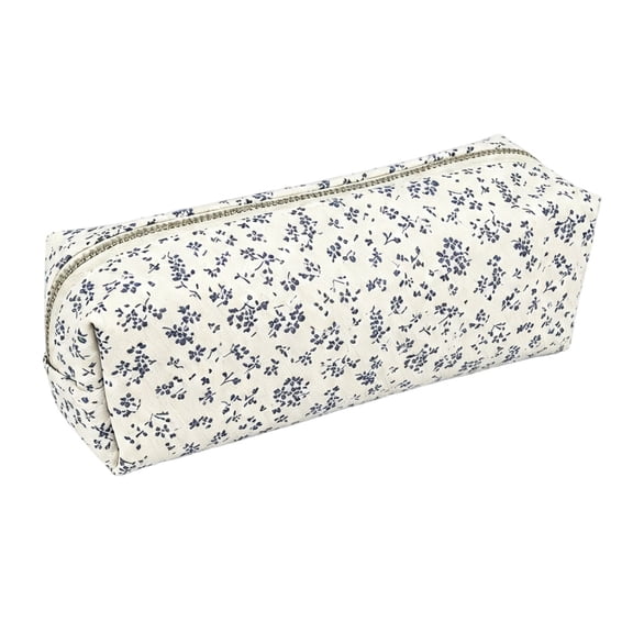 Small Cute Pencil Case, Flower Design Cotton Portable Pencil Holder, Vintage Floral Art Pouch, Stationery Case