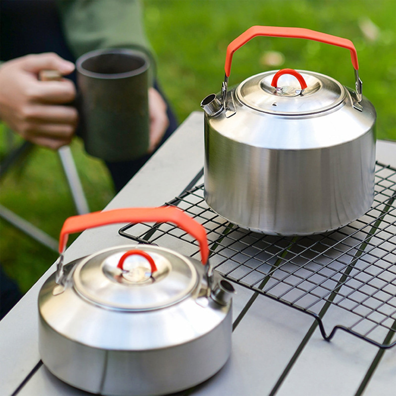 Kdkad Camping Kettle, 1L/1.6L 304 Stainless Steel Portable Teapot for Campfire & Open Flame, Lightweight Water Boiler for Hiking, Backpacking & Gear