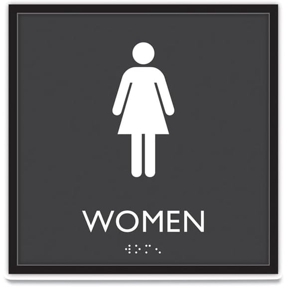 8 in. x 8 in. Women Plastic ADA Sign - Clear/White