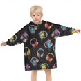 thumbnail image 3 of Colorful Headphones Games Icons Black Pattern Blanket Hoodies for Kids 6-13YR Oversize Wearable Blanket Hoodies for Boys Girls Teens, 3 of 7