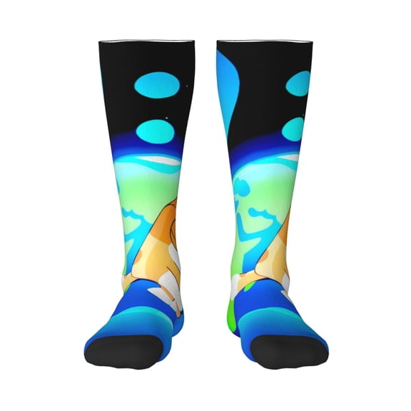 Masiiu Bluey Print Adult Crew socks, Comfortable Novelty Colorful Patterned, Breathable, Stylish Colorblock for Men Women