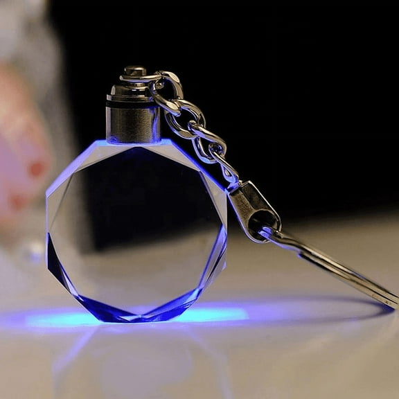 Crystal carved keychain LED color luminous pendant 4S store gift