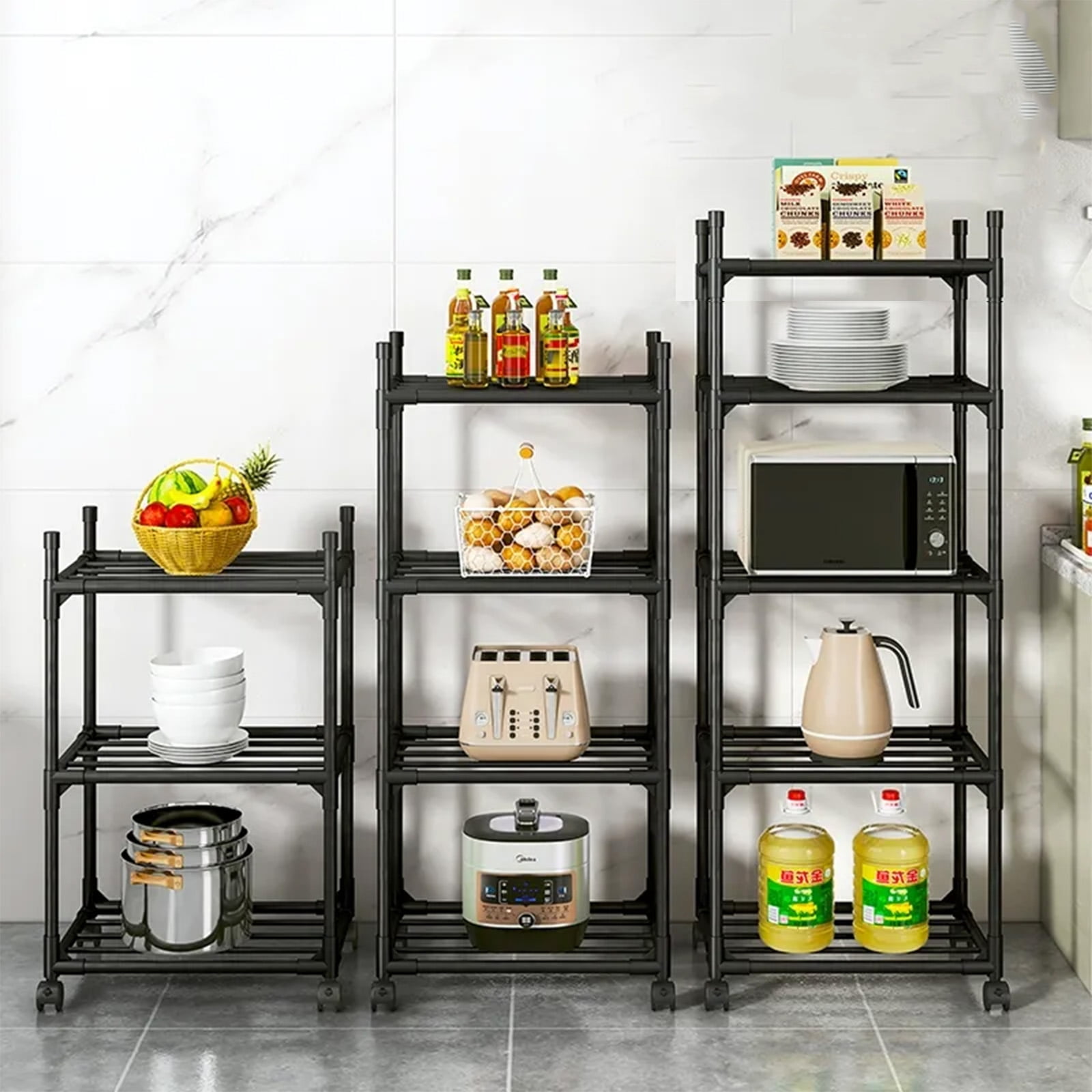 SUSUZI 5 Tier Storage Rack Shelf, Standing Storage Shelving Units for Kitchen Laundry Pantry
