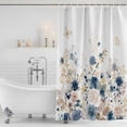 thumbnail image 2 of Navy Blue Spring Floral Shower Curtain Set - Small 36" x 72" Washable Bathtub Curtain with 12 Hooks, Elegant Pastoral Flowers Watercolor Waterproof Fabric Shower Curtains for Bathroom/Bathtub Décor, 2 of 6