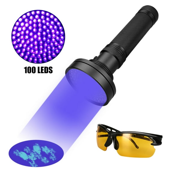 UV 100 LED Blacklight Scorpion 395-400nm Violet Flashlight Detection Torch Light
