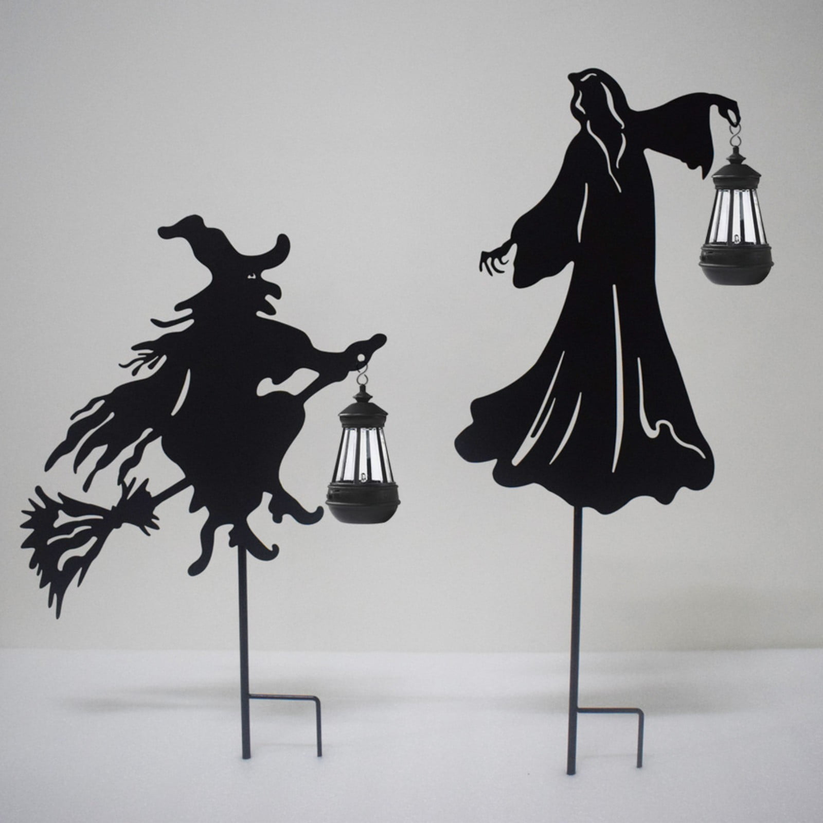 Enchanting Witch Silhouette Garden Light Post - Whimsical Outdoor Lighting