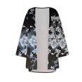 thumbnail image 4 of VOONCAS Womens Black Blue & White Floral Kimono Cardigan - 3/4 Sleeve Open Front, 100% Polyester Lightweight, Machine-Washable, S-XXL Sizes,Size XL, 4 of 4