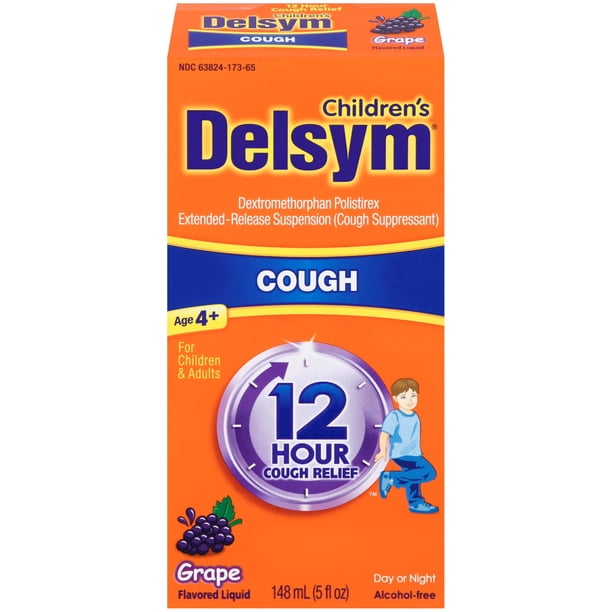 Delsym Children S Cough Suppressant Liquid Grape Flavor 5 Fl Oz Walmart Com Walmart Com