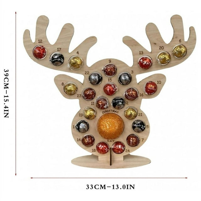 Xingzhi Wooden Christmas Frame Advent Countdown Calendar Empty DIY Refillable Unfinished Chocolate Rack Ornament Miniature Gift Animal