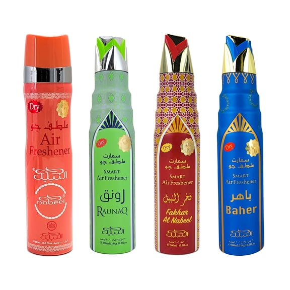 4-Pack Nabeel Aerosol Air Freshener Sprays 300ml, 10.1 oz.  Home Car Office, Sampler #5