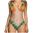 thumbnail image 1 of Womens One Piece Swimsuits Push Up Bathing Suit Funny Print Tummy Control Monokini Swimwear, 1 of 3