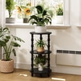thumbnail image 5 of Maliowa 3-Tier Side Table, Small Round End Table for Living Room Bedroom, Accent Table Narrow Nightstand with Storage Shelf, Black, 5 of 10