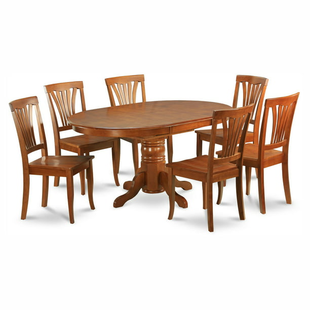 Dining Room Set Oval Table With Leaf, Oval Wood Dining Table Set For 6
