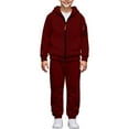 thumbnail image 3 of OGLCCG Boys 2 Piece Sweatsuit Sets Zip Up Athletic Hoodie Jacket and Joggers Lightweight Long Sleeve Fleece Sportswear Set with Pockets 3-15 Years, 3 of 5