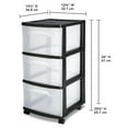 thumbnail image 3 of Sterilite 3-Drawer Plastic Rolling Storage Cart, Clear/Black Frame (8-Pack), 3 of 10