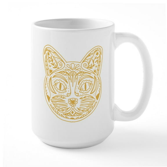 CafePress - Multicolored Cat - 15 oz Ceramic Large White Novelty Mug