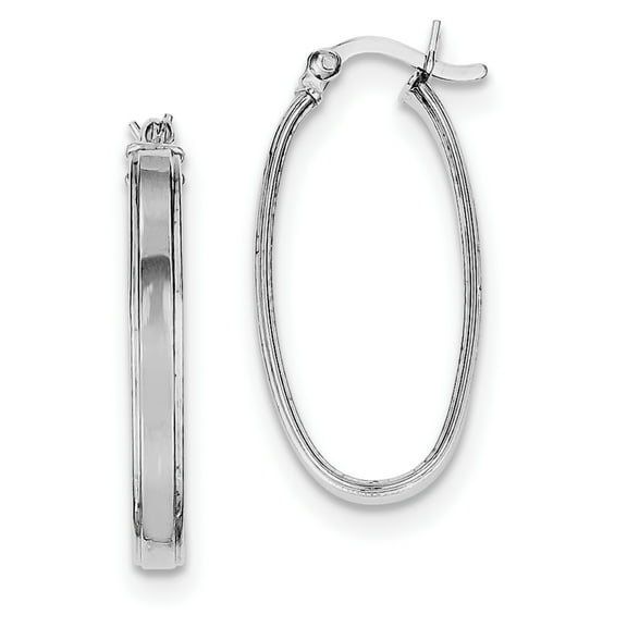 Primal Silver Sterling Silver Rhodium-plated Oval Hoop Earrings