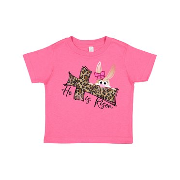 Inktastic He is Risen Bunny and Leopard Print Cross Boys or Girls Toddler T-Shirt