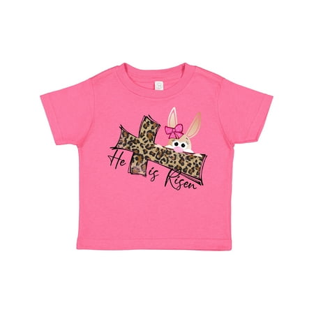 

Inktastic He is Risen Bunny and Leopard Print Cross Gift Toddler Boy or Toddler Girl T-Shirt