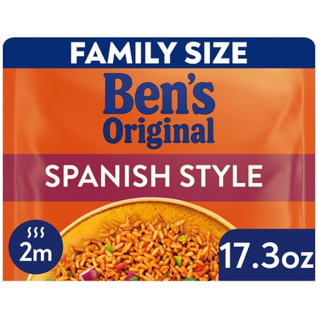 Ben's Original Flavored Ready Rice, Spanish Style, with Tomatoes, Peppers, Herbs and Spices, Family Size, 17.3 oz, Shelf-Stable