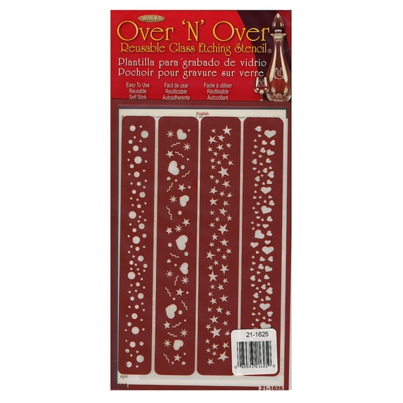 Over'n'Over Re-usable Glass Etching Stencils sparkle borders, each (pack of 3)