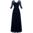 thumbnail image 2 of Vestido de noche largo elegante para mujer, vestido de dama de honor con escote en V, 2 of 6