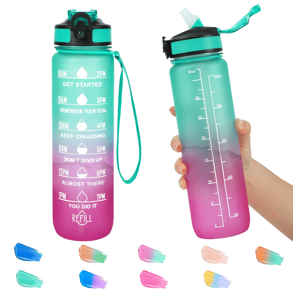 32 oz Water Bottles with Times to Drink and Straw, Motivational Water  Bottle with Time Marker, Leakp…See more 32 oz Water Bottles with Times to  Drink