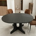thumbnail image 4 of MDQMD 59" Farmhouse Dining Table for Kitchen Expandable Oval Table with Removable Leaf & X-Shaped Trestle Base Space Saving Black MDF Table, 4 of 9