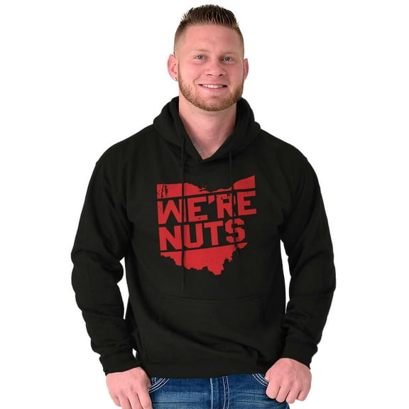 Funny Ohio OH We're Nuts State Shape Unisex Plus Fleece Graphic Hoodie Brisco Brands 2X