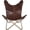 Chestnut, variant on Cresta Modern Tan Leather Butterfly Chair – Black Iron Frame Sling Accent Chair (BKF Chair)