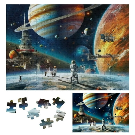 Shiartex Jigsaw Puzzles for Adults Space Traveler Solar System Exploration Galaxy Outer Astronaut Families Challenging Fun Pieces Fit Together Perfectly 300 PCS