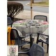 thumbnail image 5 of Outdoor Tablecloths with Umbrella Hole & Zipper, Pink Flowers Yak 54x54 Inch Square Tablecloths, Vintage Spring Floral Bathtub Retro Art Rustic Waterproof Table Cloth, Patio/Pool/Picnic Table Covers, 5 of 8
